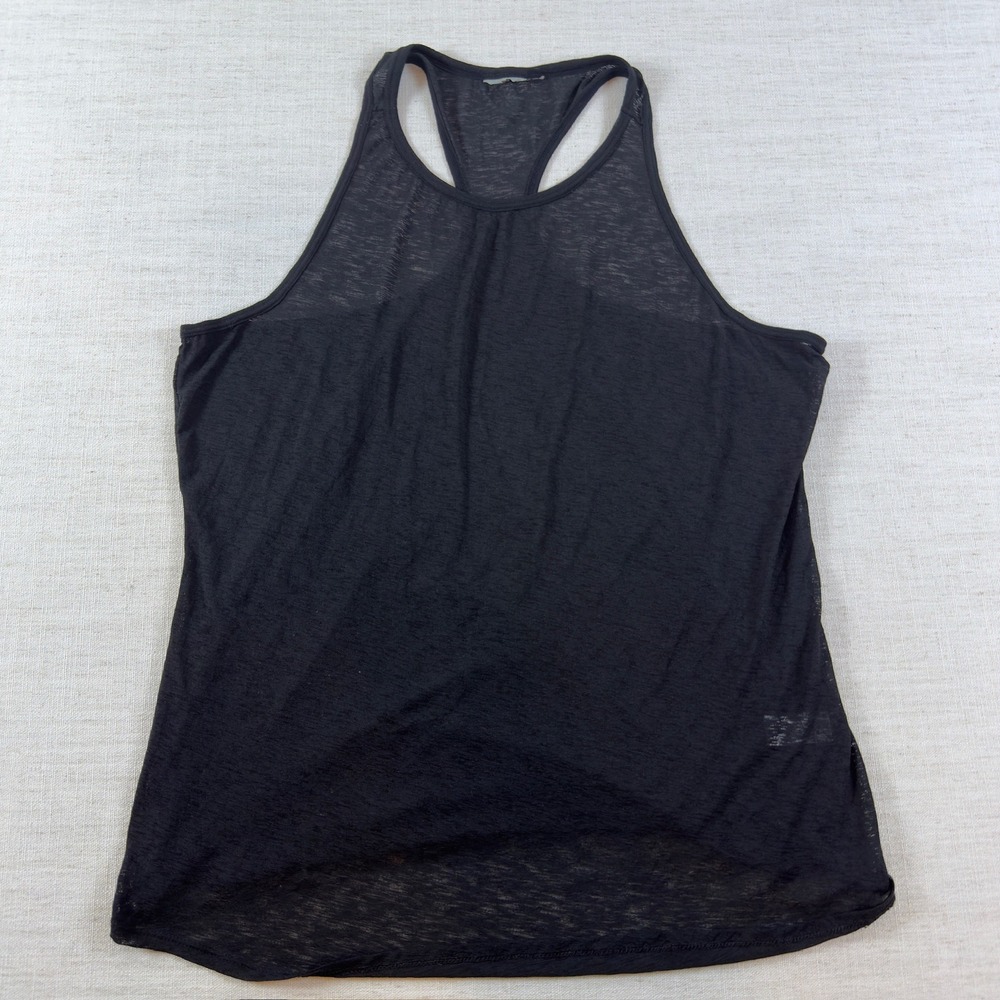 Athleta Black Slub Racerback Tank Top High Neck Activewear 983390 Womens M